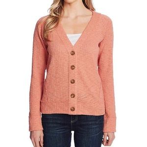 Two By Vince Camuto Women’s Long Sleeve Coral Button Up Light Cardigan